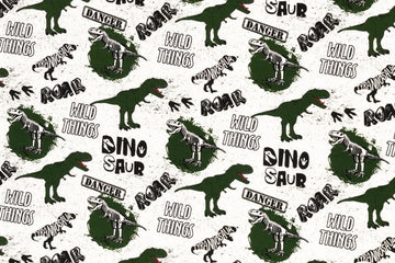 Stoff mit Dinosauriern weiß